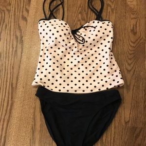 Anne Cole Tankini Pink & Black Polkadot